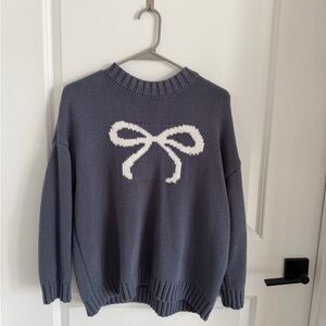 Sincerely Jules Blue Bow Knit Sweater